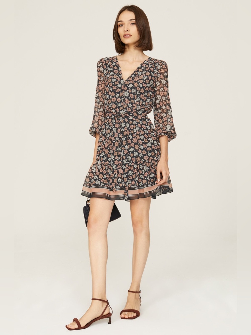 Club Monaco Floral V Neck Dress Sz 14